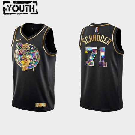 Barn Boston Celtics Tröja Dennis Schroder 71 Nike 2021-22 Svart Golden Edition 75th Anniversary Diamond Swingman